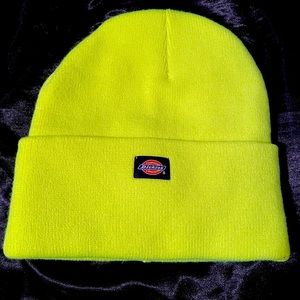 Neon yellow Dickies beanie hat